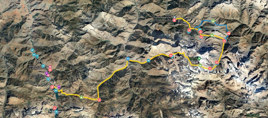 Artuch to Haft Kul via Chimtarga Pass Map