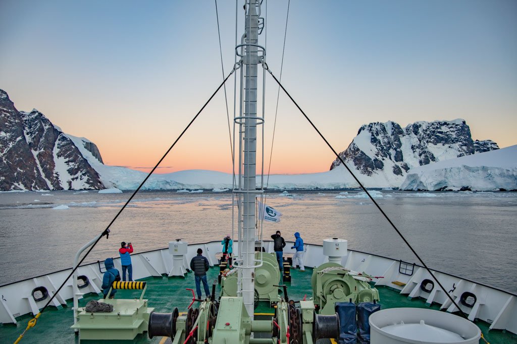 Deloncle Bay, Lemaire Channel, Antarctica, Lemaire Channel sunrise