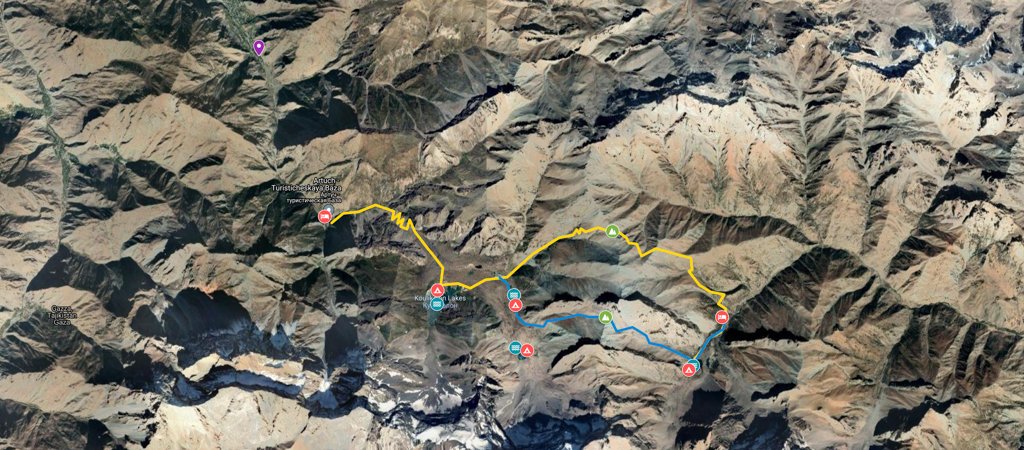 Fann Mountains Lakes One Way Map