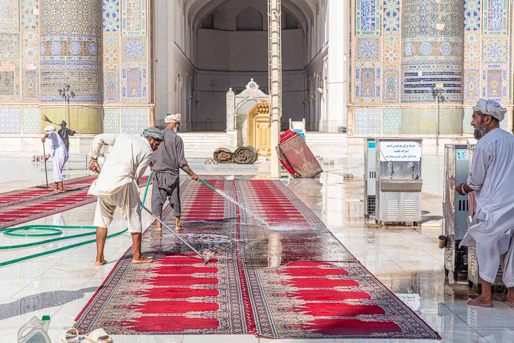 Afghanistan Tour, Afghanistan, Herat, Friday Mosque, Herat Friday Mosque, Great Mosque of Herat, Cleaning mosque carpet