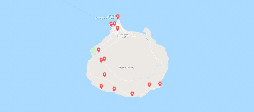 Hormuz Island Map, Hormuz, Hormuz Island, Iran