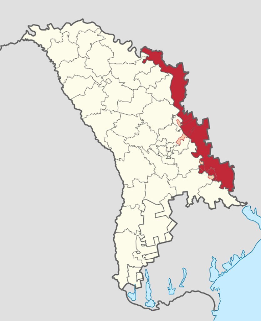 Transnistria in Moldova (de-facto) (semi-secession)