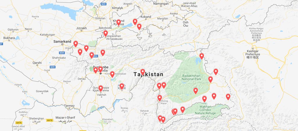 Tajikistan Itinerary Map