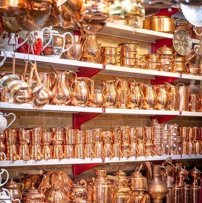 copper ware, Tajrish, Tajrish Bazaar, Tehran, Iran